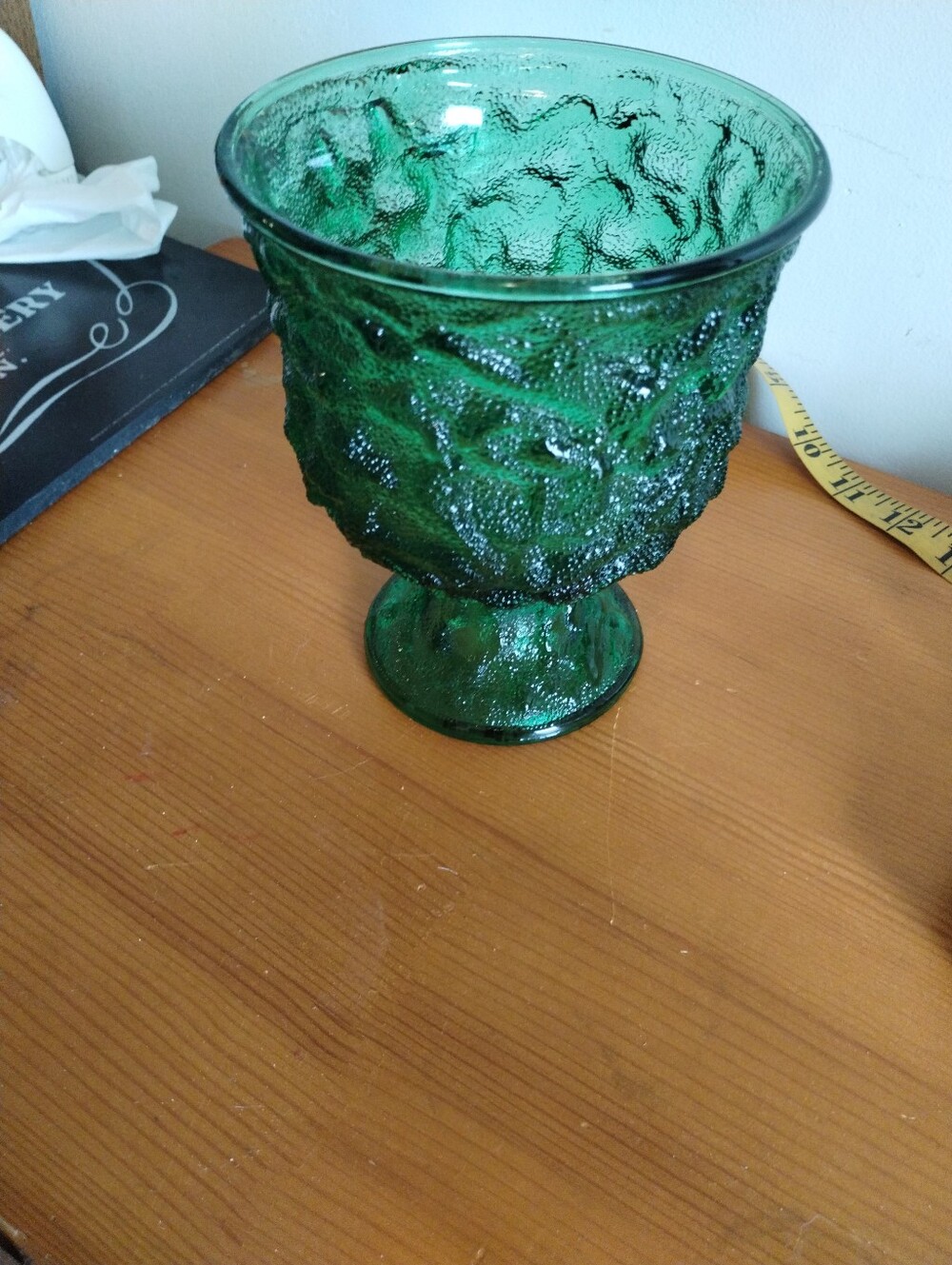 E.O. Brody Green Textured Glass Pedestal Vase - Home Accents